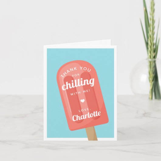 サマーポップシクル子供の誕生日パーティー サンキューカード (正面)