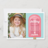 サマーポップシクル子供の誕生日写真 サンキューカード (正面)