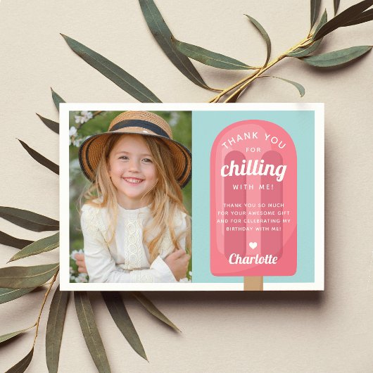 サマーポップシクル子供の誕生日写真 サンキューカード