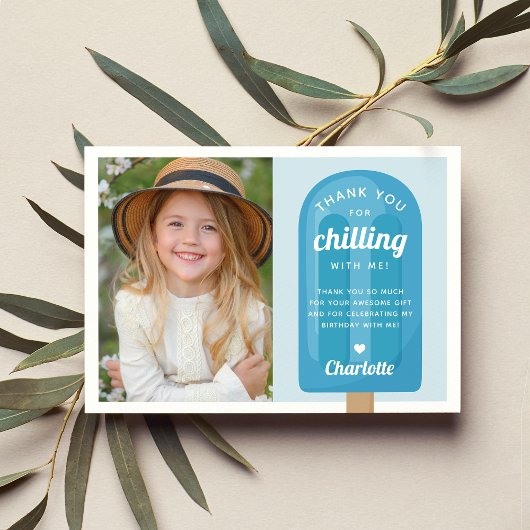 サマーポップシクル子供の誕生日写真 サンキューカード