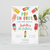 サマーポップ・アートのアイスクリーム誕生日パーティー 招待状 (スタンド正面)