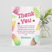 サマーポプシクルピンクガール誕生日サンキューカード サンキューカード (スタンド正面)