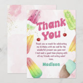 サマーポプシクルピンクガール誕生日サンキューカード サンキューカード (正面/裏面)