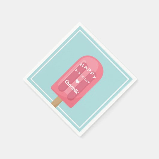 サマーポプシクル子供の誕生日パーティー スタンダードカクテルナプキン (角)