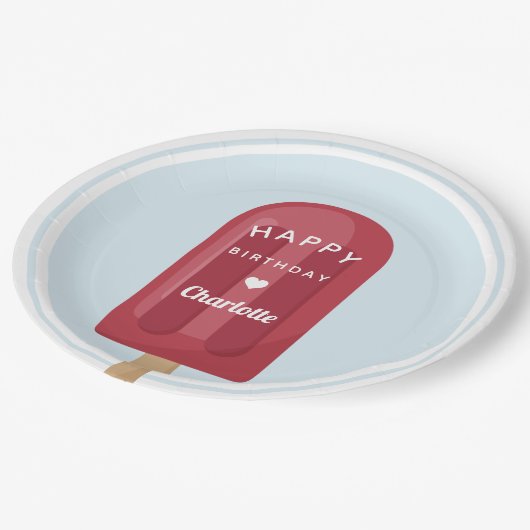 サマーポプシクル子供の誕生日パーティー ペーパープレート (アングル)