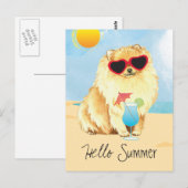 サマーポメラニア犬 ポストカード (正面/裏面)