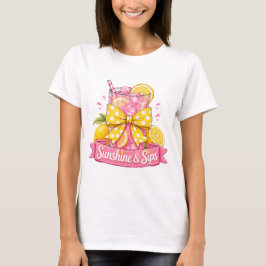 サマーポルカドットドリンクデザイン: Sunshine and Sips Tシャツ