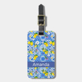 サマーマジョリカブルーシチリア地中海の柑橘類 ラゲッジタグ (正面縦)