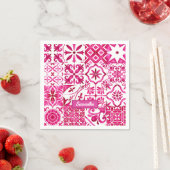 サマーマジョリカレッドシシ地中海のリアン スタンダードカクテルナプキン (インサイチュ)