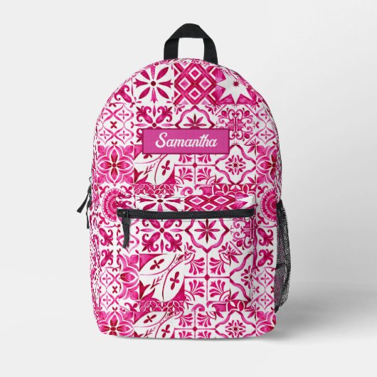 サマーマジョリカレッドシシ地中海のリアン プリントバックパック (正面)