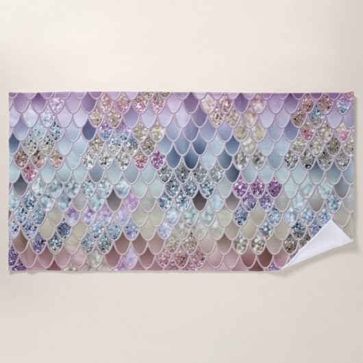 サマーマーメイドはかりで測グリッター#13 (フェイクグリッター) ビーチタオル (正面)