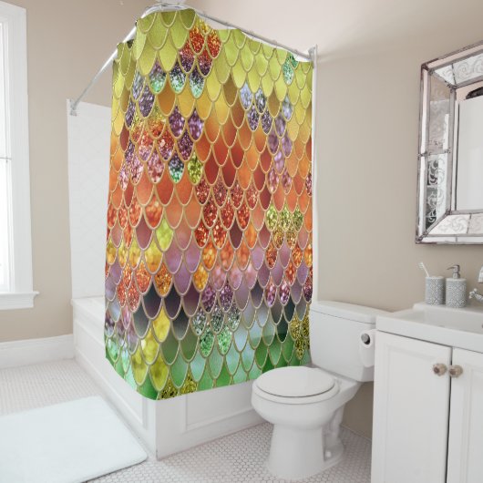 サマーマーメイドはかりで測グリッター#2 (フェイクグリッター) シャワーカーテン (インサイチュ)