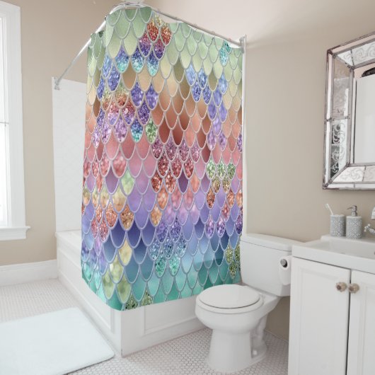 サマーマーメイドはかりで測グリッター#7 (フェイクグリッター) シャワーカーテン (インサイチュ)