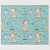 サマーマーメイドガールズ誕生日アンダーザシー ラッピングペーパー (フラット)