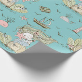 サマーマーメイドガールズ誕生日アンダーザシー ラッピングペーパー (角)