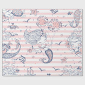 サマーマーメイドガールズ誕生日アンダーザシー ラッピングペーパー (フラット)