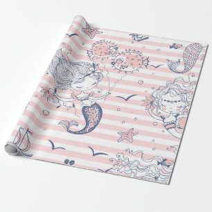 サマーマーメイドガールズ誕生日アンダーザシー ラッピングペーパー