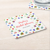 サマーミックスベリーブライダルシャワー スクエアペーパーコースター (アングル)