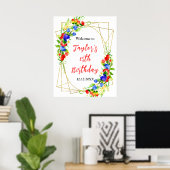 サマーミックスベリー誕生日パーティーウェルカムサイン ポスター (ホームオフィス)