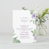 サマーミントグリーンラベンダーパープル結婚フローラ 招待状 (スタンド正面)