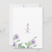 サマーミントグリーンラベンダーパープル結婚フローラ 招待状 (裏面)