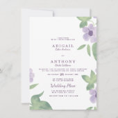 サマーミントグリーンラベンダーパープル結婚フローラ 招待状 (正面)