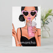 サマームードファッションビーチグラムレディ 箔招待状 (立ち正面)