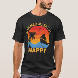 サマーメイクマイハッピーカッコいいビーチバケーション Tシャツ