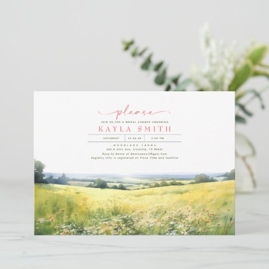 サマーメドウとワイルドフラワーズボホブライダルシャワー 招待状 (スタンド正面)