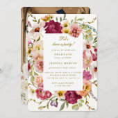 サマーメドウフローラ写真卒業パーティー招待状 招待状 (正面/裏面)