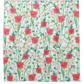 サマーメドウフローラ自然イラストレーション シャワーカーテン (正面)