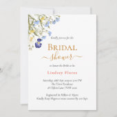 サマーメドウワイルドフラワーズ金ゴールドブライダルシャワー 招待状 (正面)