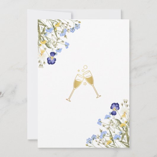 サマーメドウワイルドフラワーズ金ゴールドブライダルシャワー 招待状 (裏面)