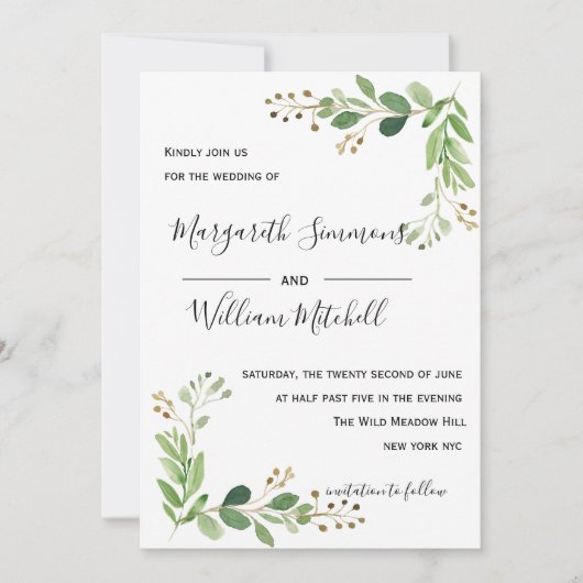サマーメドウ葉結婚式招待状 セーブザデート (正面)