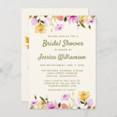 サマーモダンウォーター色フローラブライダルシャワー 招待状 (正面/裏面)