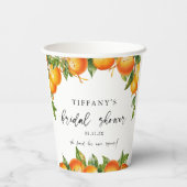 サマーモダンオレンジ柑橘類ブライダルシャワー 紙コップ (裏面)