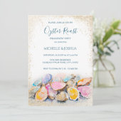 サマーモダンカキのローストパステル沿岸スタイル 招待状 (スタンド正面)