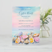 サマーモダンカキのローストパステル沿岸スタイル 招待状 (スタンド正面)