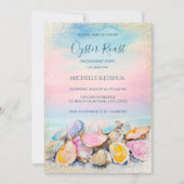 サマーモダンカキのローストパステル沿岸スタイル 招待状 (正面)