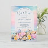 サマーモダンカキのローストパステル沿岸スタイル 招待状 (スタンド正面)