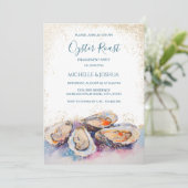 サマーモダンカキのローストパステル沿岸スタイル 招待状 (スタンド正面)