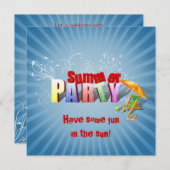 サマーモダンカラフルホリデーパーティー招待状 招待状 (正面/裏面)