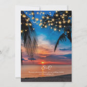 サマーモダンサンセットトロピカルビーチ結婚式 招待状 (裏面)