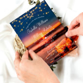 サマーモダンサンセットビーチメイスンジャー結婚ズ 招待状