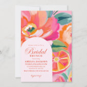 サマーモダンシトラスオレンジフローラブライダルシャワー 招待状 (正面)