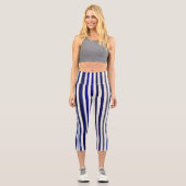 サマーモダンネイビーブルーボートストライプコレクション カプリレギンス (正面)