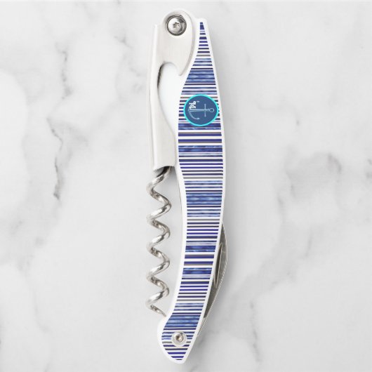 サマーモダンネイビーブルーボートストライプコレクション ソムリエナイフ (正面)