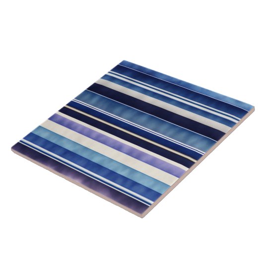 サマーモダンネイビーブルーボートストライプコレクション タイル (側面)