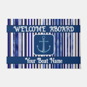 サマーモダンネイビーブルーボートストライプコレクション ドアマット (正面)