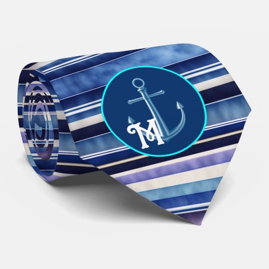 サマーモダンネイビーブルーボートストライプコレクション ネクタイ (ロール)